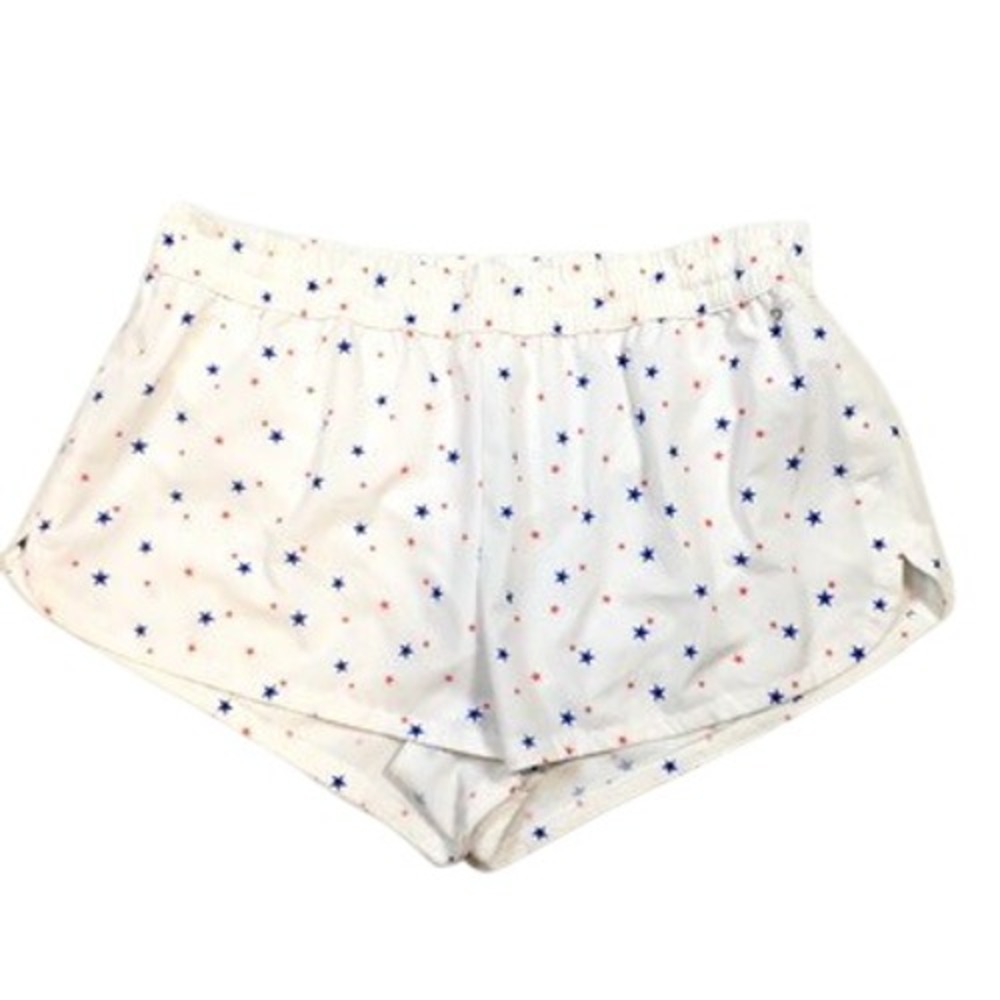 DSG Star Print Running Shorts Women XL White Americana Patriotic Gym Workout Run
